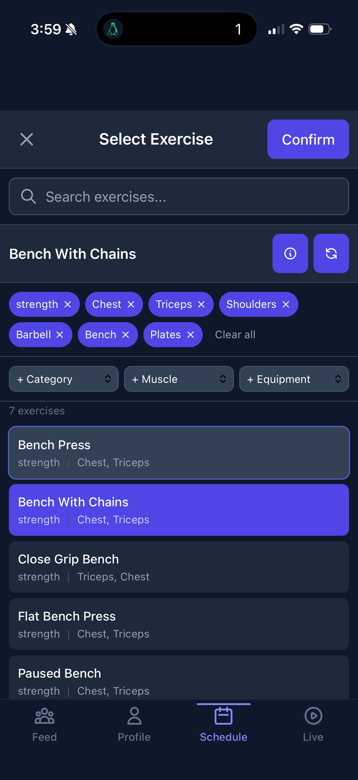 Select exercise